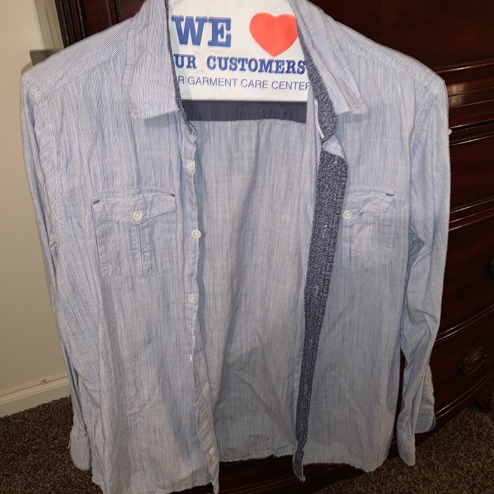 double breasted long sleeve button down shirt